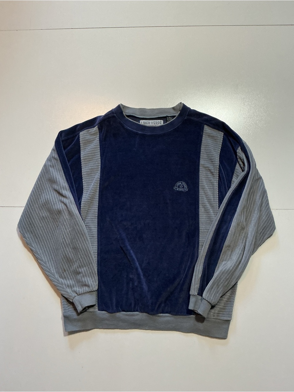 Vintage Linea Verde Sportif By Greenline Velour Pullover Crewneck Sweatshirt
